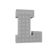 efecto de texto de estructura metálica letra l. renderizado 3d png