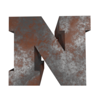 iron rusty text effect letter N. 3d render png