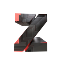 sci-fi text effect letter Z. 3d render png