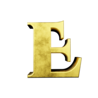 gold text effect letter E. 3d render png