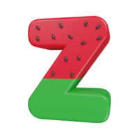 wassermelone texteffekt buchstabe z 3d rendern png