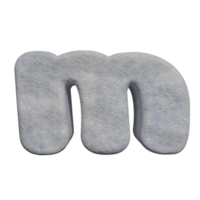 efecto de texto de nieve letra m. renderizado 3d png