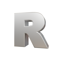 letra de efeito de texto de aço r. renderização 3D png