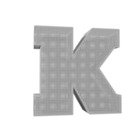 trådmodell text effekt brev k. 3d framställa png