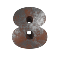 ferro arrugginito testo effetto numero 8. 3d rendere png