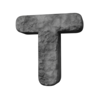stone text effect letter T. 3d render png