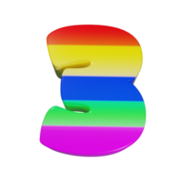 efecto de texto de arco iris número 3. render 3d png