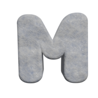 snow text effect letter M. 3d render png