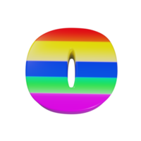 rainbow text effect letter o. 3d render png