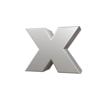 steel text effect letter x. 3d render png