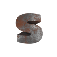 iron rusty text effect letter s. 3d render png