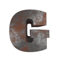 iron rusty text effect letter G. 3d render png