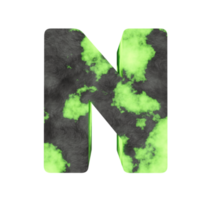 urânio efeito de texto letra n. renderização 3D png