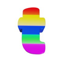 lettre d'effet de texte arc-en-ciel t. rendu 3D png