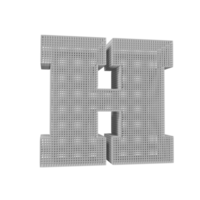 efecto de texto de estructura metálica letra h. renderizado 3d png