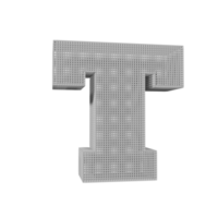 wireframe text effect letter T. 3d render png