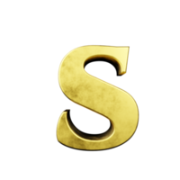 gold text effect letter S. 3d render png