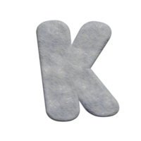 snow text effect letter K. 3d render png