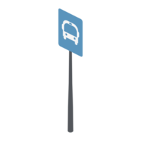 isometric bus stop traffic sign 3d universal scenary collection set png