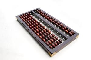 Wooden Chinese Abacus - Suanpan classic ancient calculator right side view isolated on white background photo