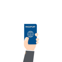 Hand mit Flugticket und Reisepass png