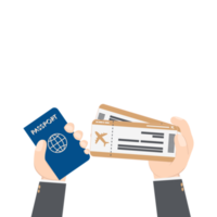 hand holding airplane ticket and passport png