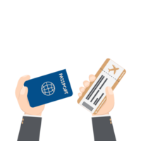 hand holding airplane ticket and passport png