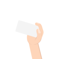 mano que sostiene la tarjeta de nombre en blanco blanco png