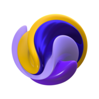 elegantes formas retorcidas de colores en color púrpura y amarillo. objeto vívido de plástico dinámico png