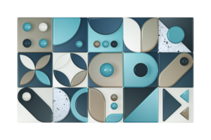 abstrakt 3d illustration av geometrisk mosaik- former dekorativ transparent mönster design i minimalistisk stil png