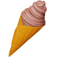 icono isométrico de representación 3d de cono de helado de chocolate. png