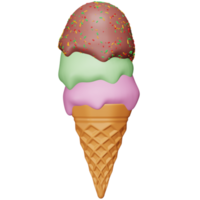 Ice cream cone 3d rendering isometric icon. png