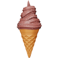 icono isométrico de representación 3d de cono de helado de chocolate. png