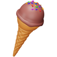 Chocolate ice cream cone 3d rendering isometric icon. png