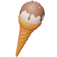 Chocolate ice cream cone 3d rendering isometric icon. png