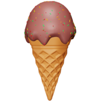 Chocolate ice cream cone 3d rendering isometric icon. png