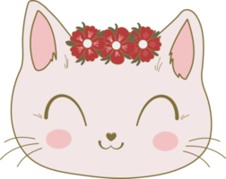 Botanical Flowers Floral Cute Kitty Cat png