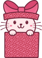 Cute Happy Pet Cat in a Gift Box Png