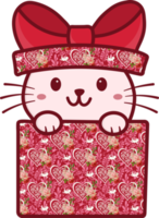 mignon chat heureux dans une boîte cadeau png