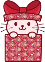 süße glückliche haustierkatze in einer geschenkbox png