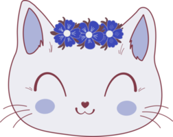 Botanical Flowers Floral Cute Kitty Cat png