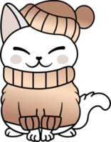 Cute Cozy Colorful Snow Winter Cat Kitty png