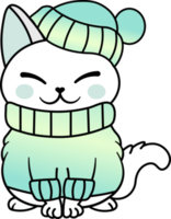 gatinho fofo, aconchegante, colorido, gato de neve, gato de inverno png