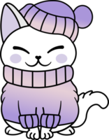 schattig knus kleurrijk sneeuw winter kat pot png