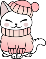 mignon chat d'hiver de neige coloré et confortable png