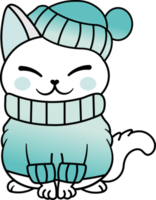süßes gemütliches buntes schneewinterkatzenkätzchen png
