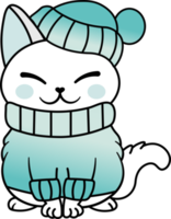 lindo acogedor colorido nieve invierno gato gatito png