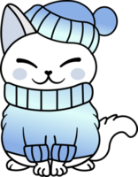 carino accogliente colorato neve inverno gatto gattino png