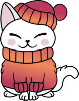 Cute Cozy Colorful Snow Winter Cat Kitty png