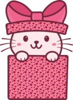 Cute Happy Pet Cat in a Gift Box Png